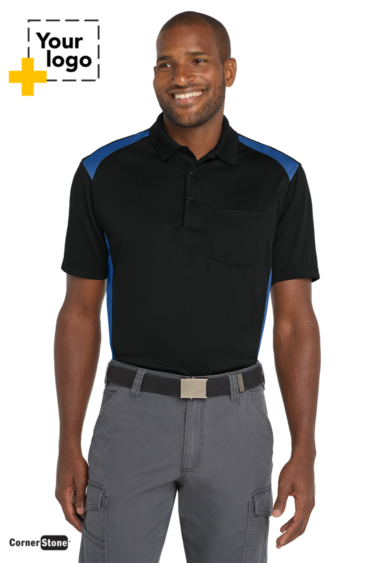 CornerStone® Select Snag-Proof Two Way Colorblock Pocket Polo