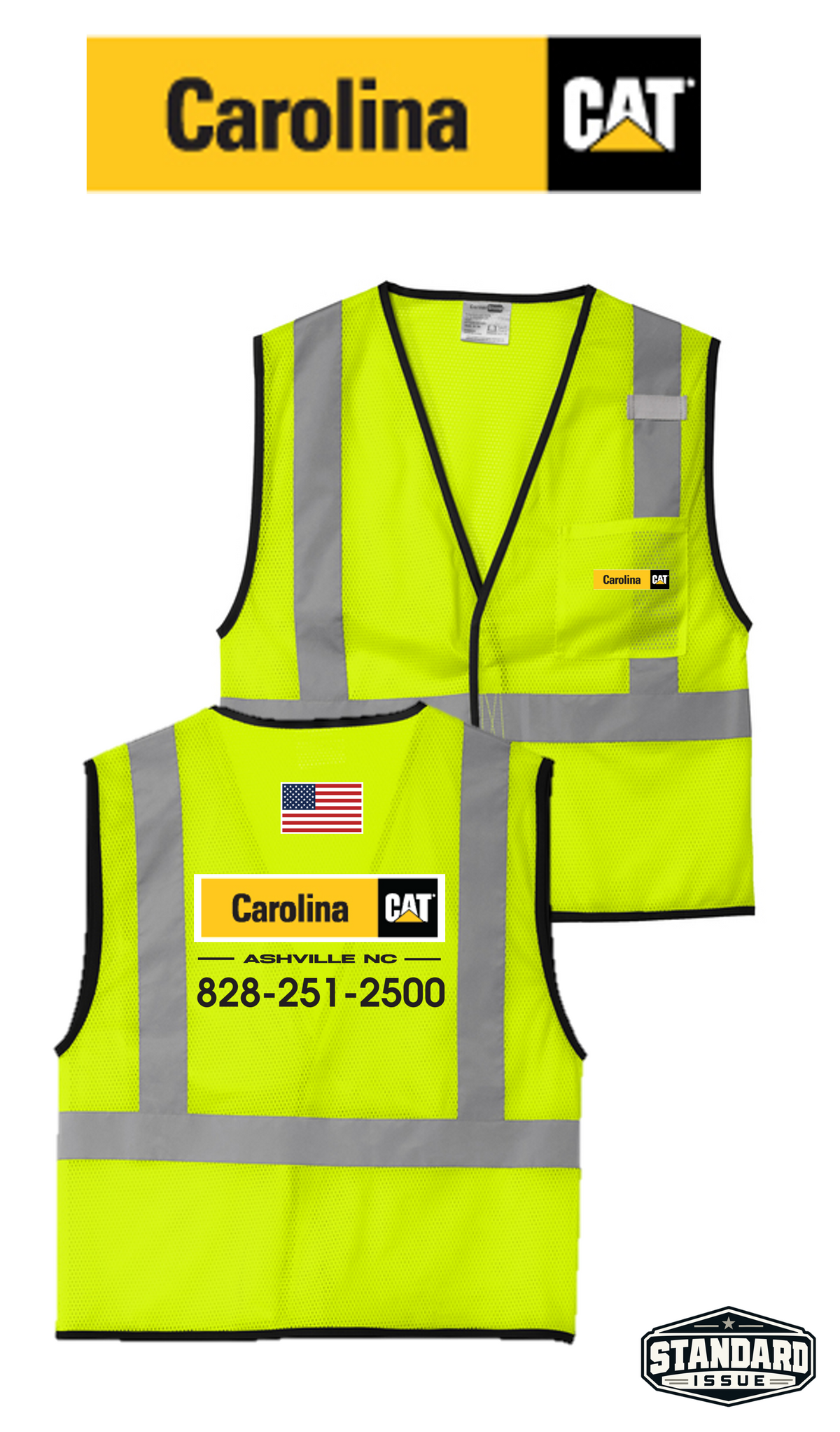 CornerStone® ANSI 107 Class 2 Economy Mesh One-Pocket Vest - Carolina CAT