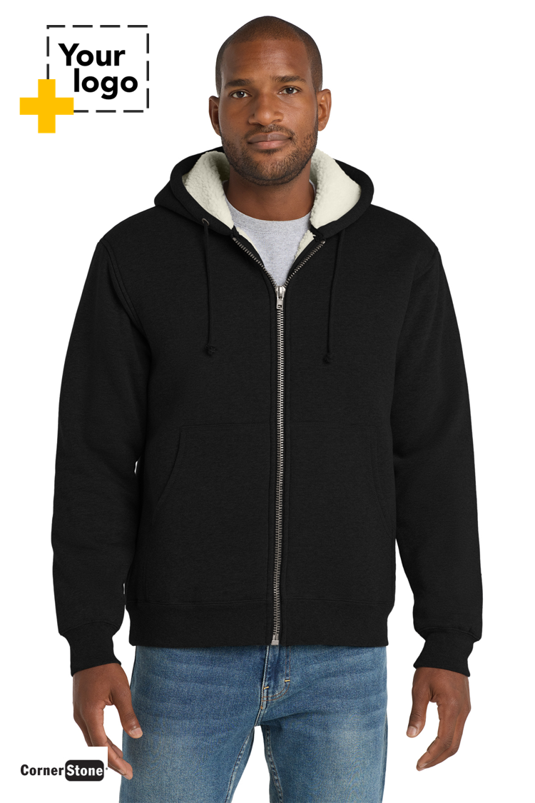 CornerStone® Heavyweight Sherpa-Lined Hooded Fleece Jacket