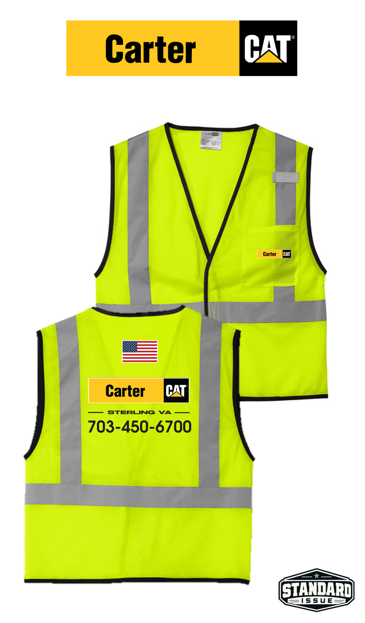 CornerStone® ANSI 107 Class 2 Economy Mesh One-Pocket Vest - Carter CAT