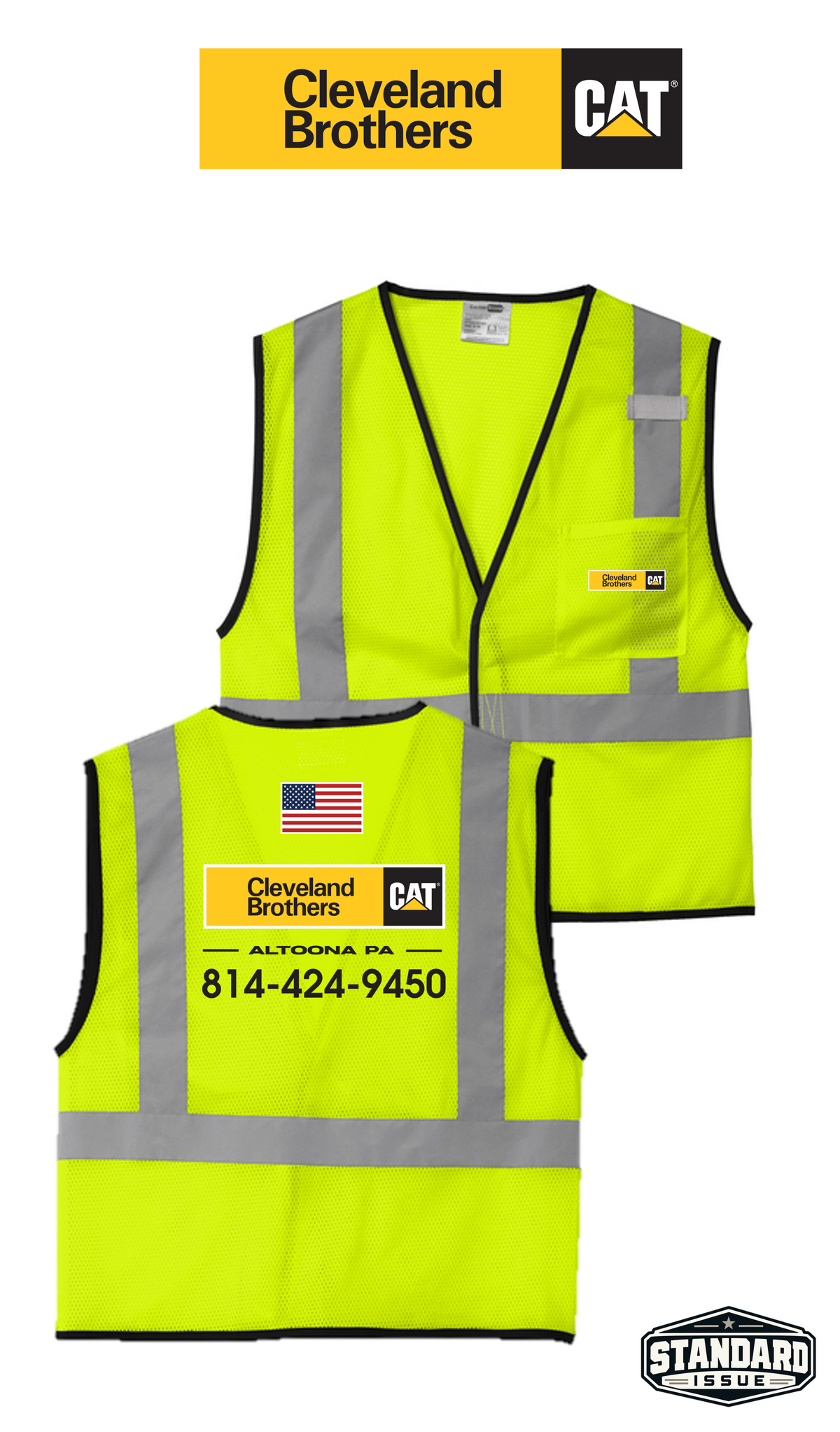CornerStone® ANSI 107 Class 2 Economy Mesh One-Pocket Vest - Cleveland Brothers CAT