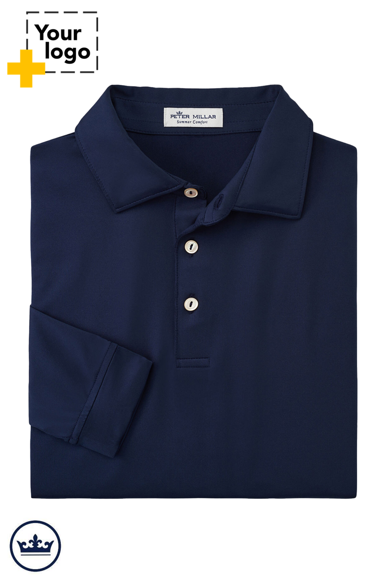Peter Millar Men's Solid Performance Long-Sleeve Jersey Polo