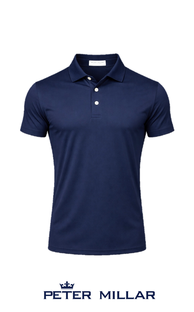 Peter Millar Men's Solid Performance Polo - Self Collar + YOUR LOGO