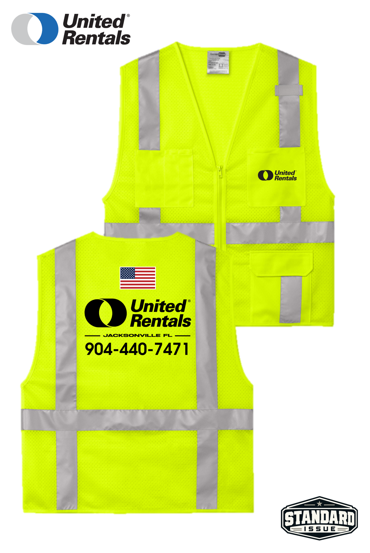 CornerStone® ANSI 107 Class 2 Mesh Six-Pocket Zippered Vest - Standard UR