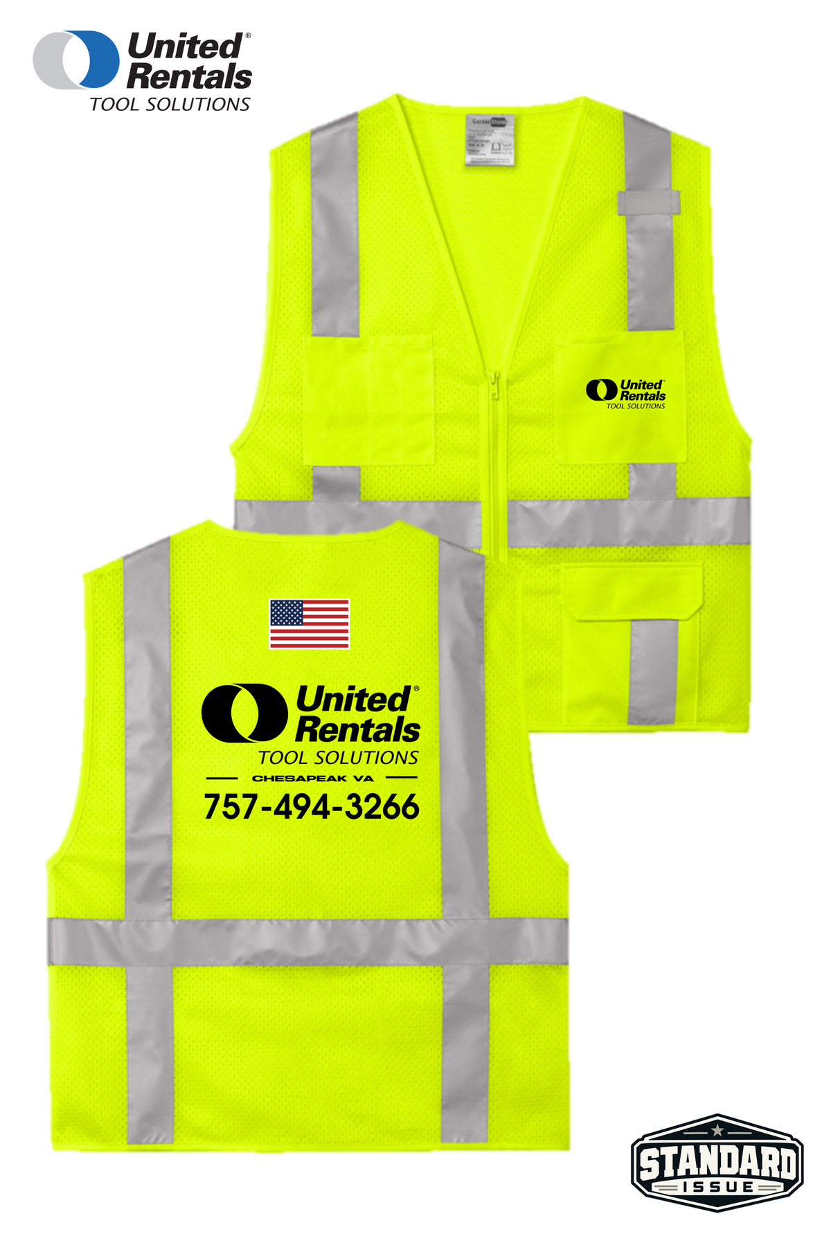 CornerStone® ANSI 107 Class 2 Mesh Six-Pocket Zippered Vest - TOOL SOLUTIONS UR