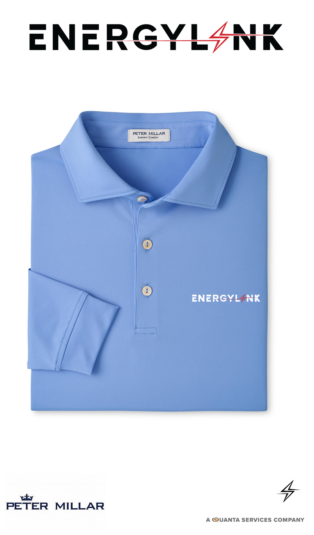 Peter Millar Men's Solid Performance Long-Sleeve Jersey Polo - EnergyLink