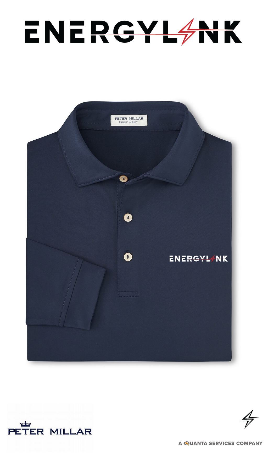 Peter Millar Men's Solid Performance Long-Sleeve Jersey Polo - EnergyLink