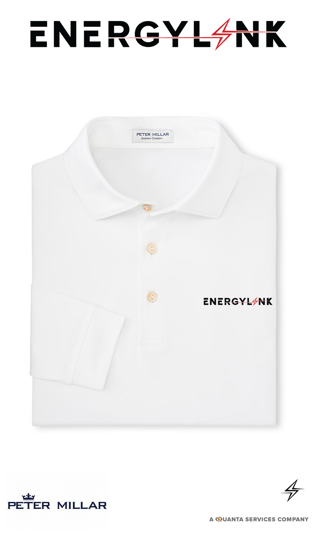 Peter Millar Men's Solid Performance Long-Sleeve Jersey Polo - EnergyLink