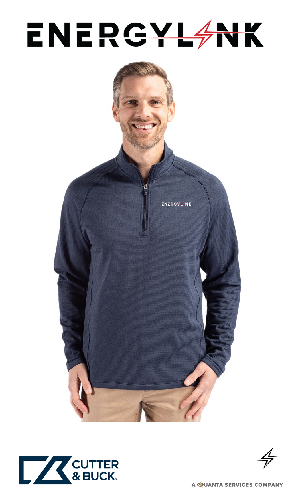Cutter & Buck Peshastin Recycled Grid Fleece Mens Half Zip Pullover - EnergyLink