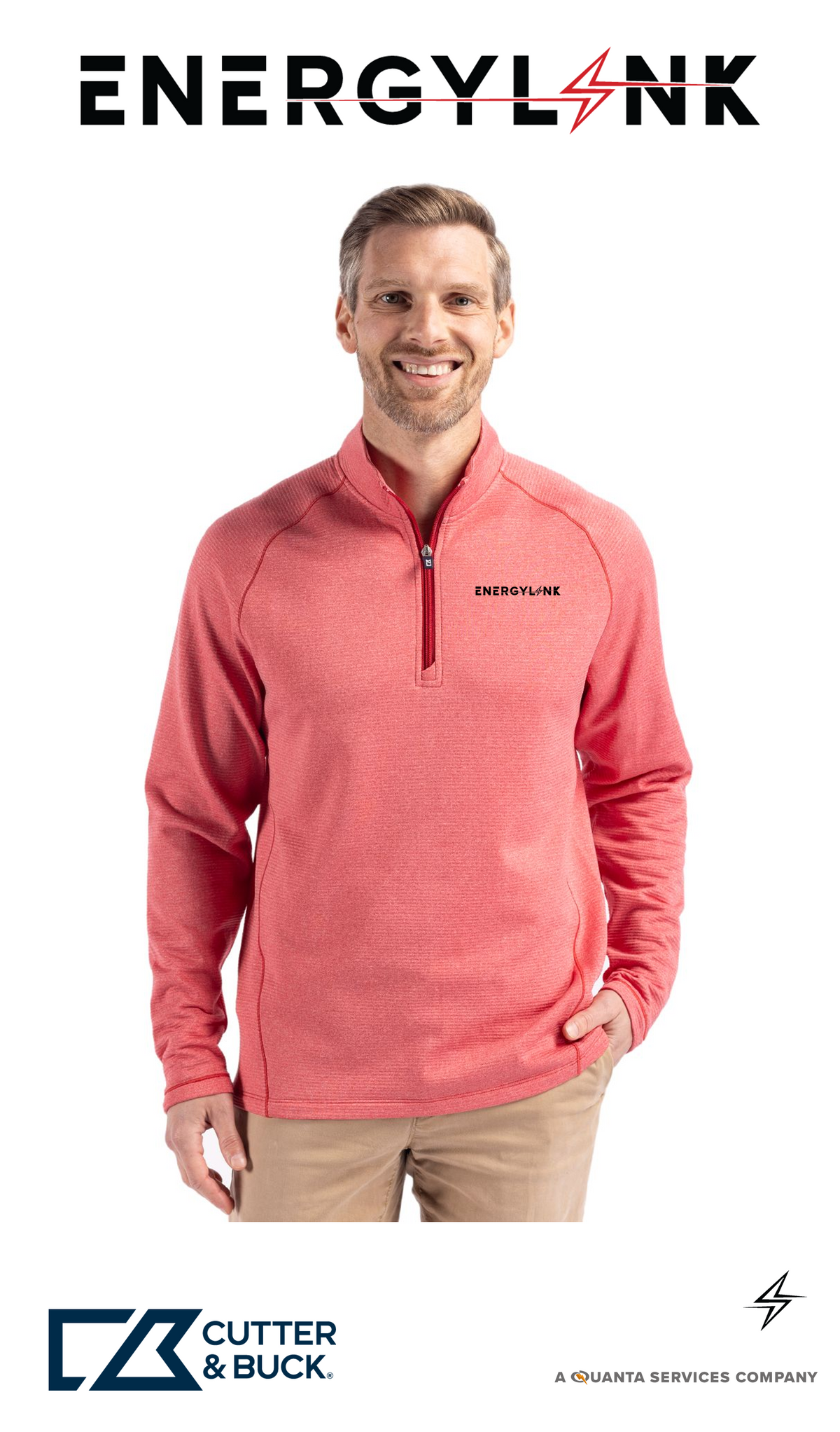Cutter & Buck Peshastin Recycled Grid Fleece Mens Half Zip Pullover - EnergyLink