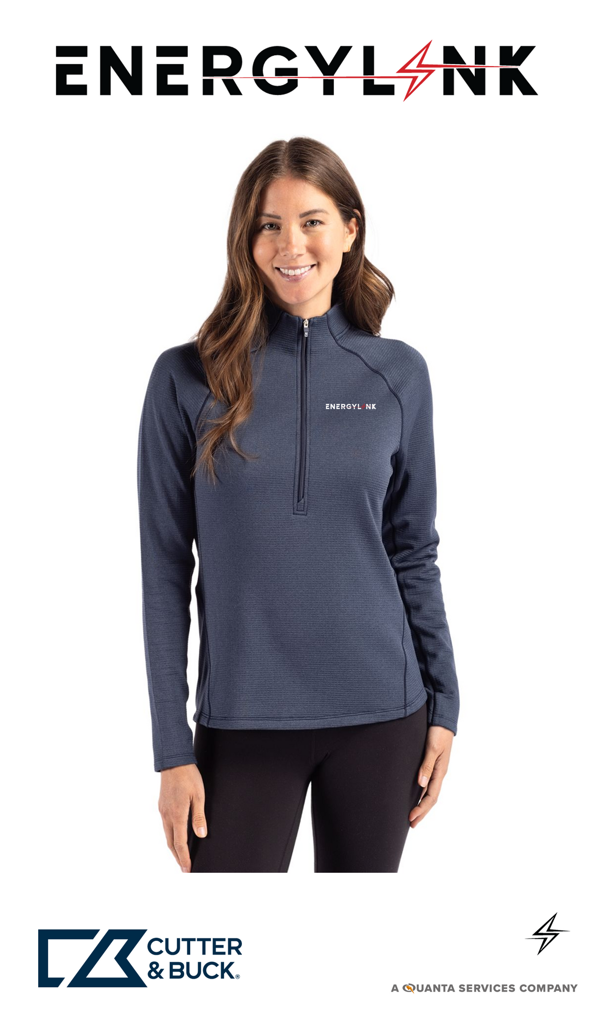 Cutter & Buck Peshastin Recycled Grid Fleece Womens Half Zip Pullover - EnergyLink