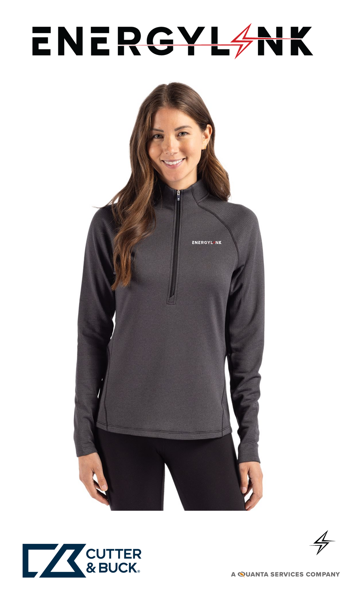 Cutter & Buck Peshastin Recycled Grid Fleece Womens Half Zip Pullover - EnergyLink