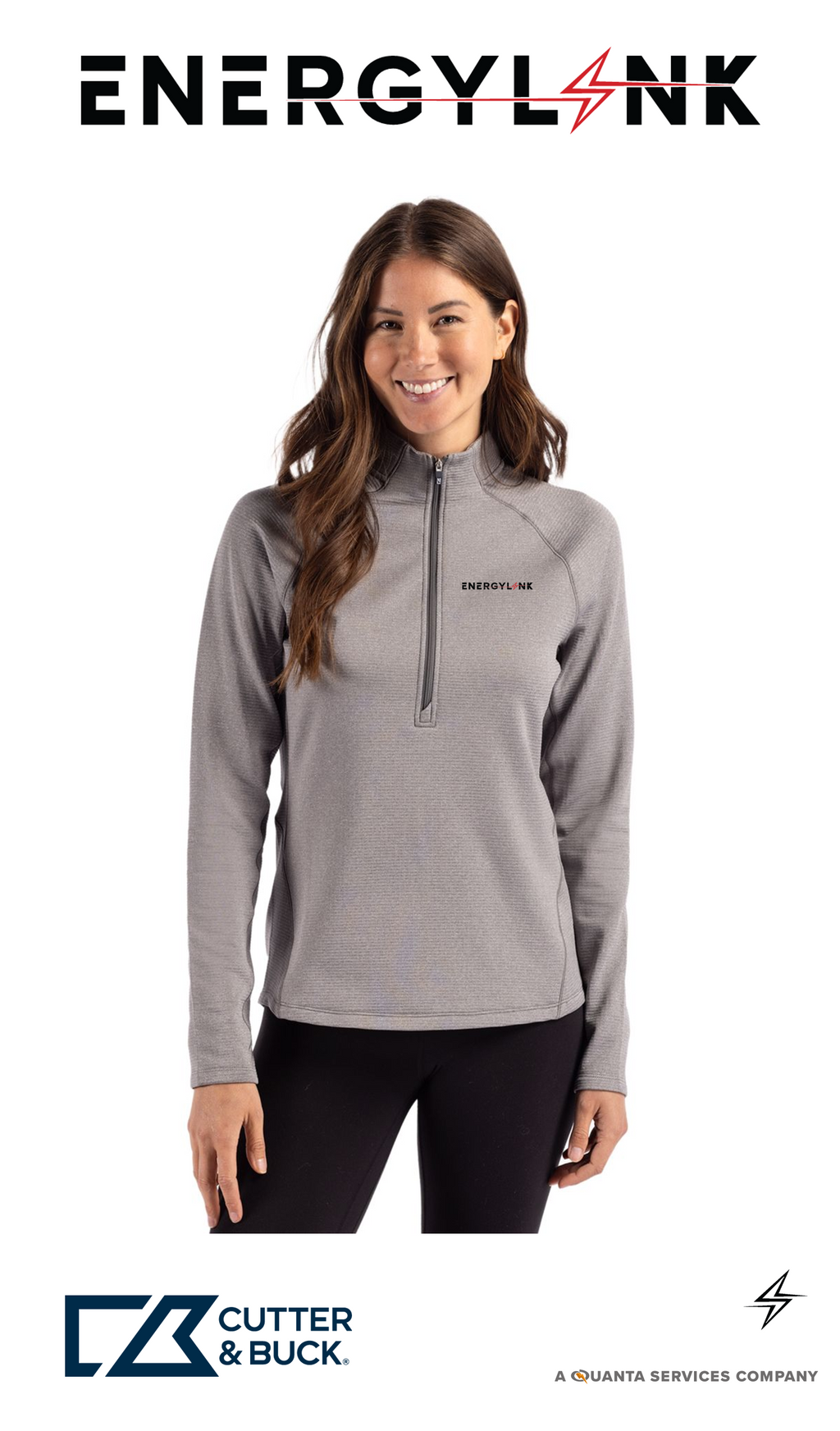 Cutter & Buck Peshastin Recycled Grid Fleece Womens Half Zip Pullover - EnergyLink