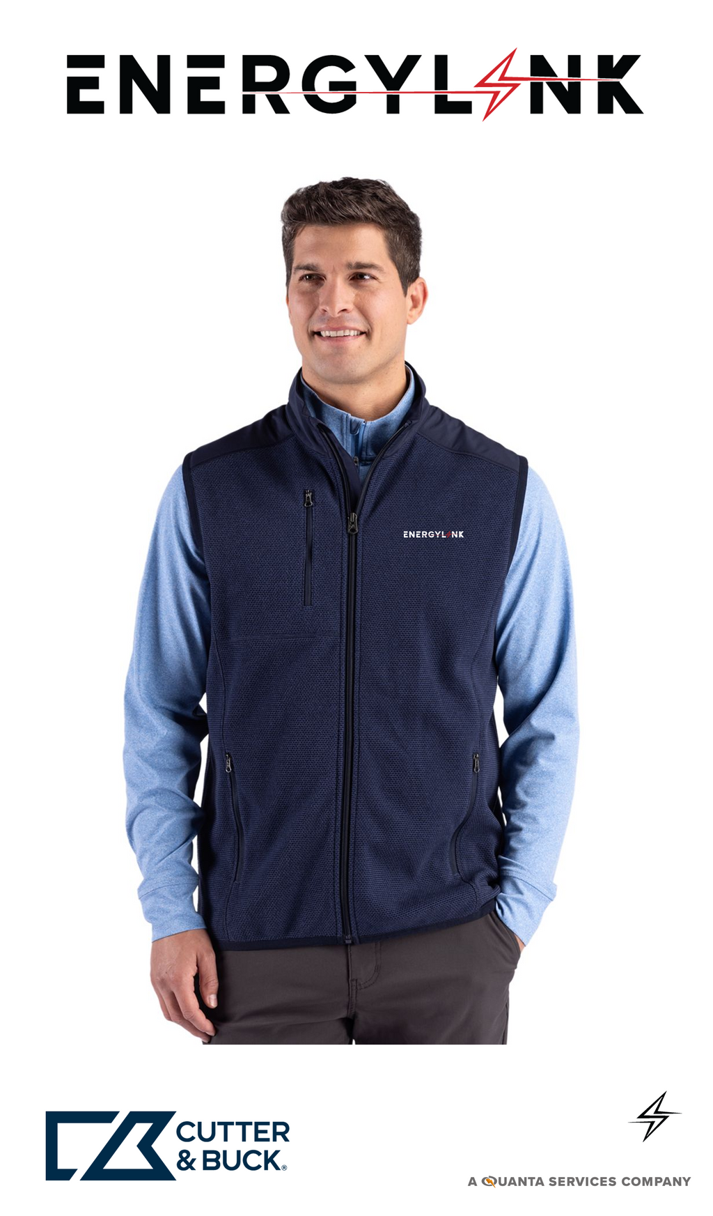 Cutter & Buck Hunts Point Recycled Fleece Mens Hybrid Full Zip Vest - EnergyLink
