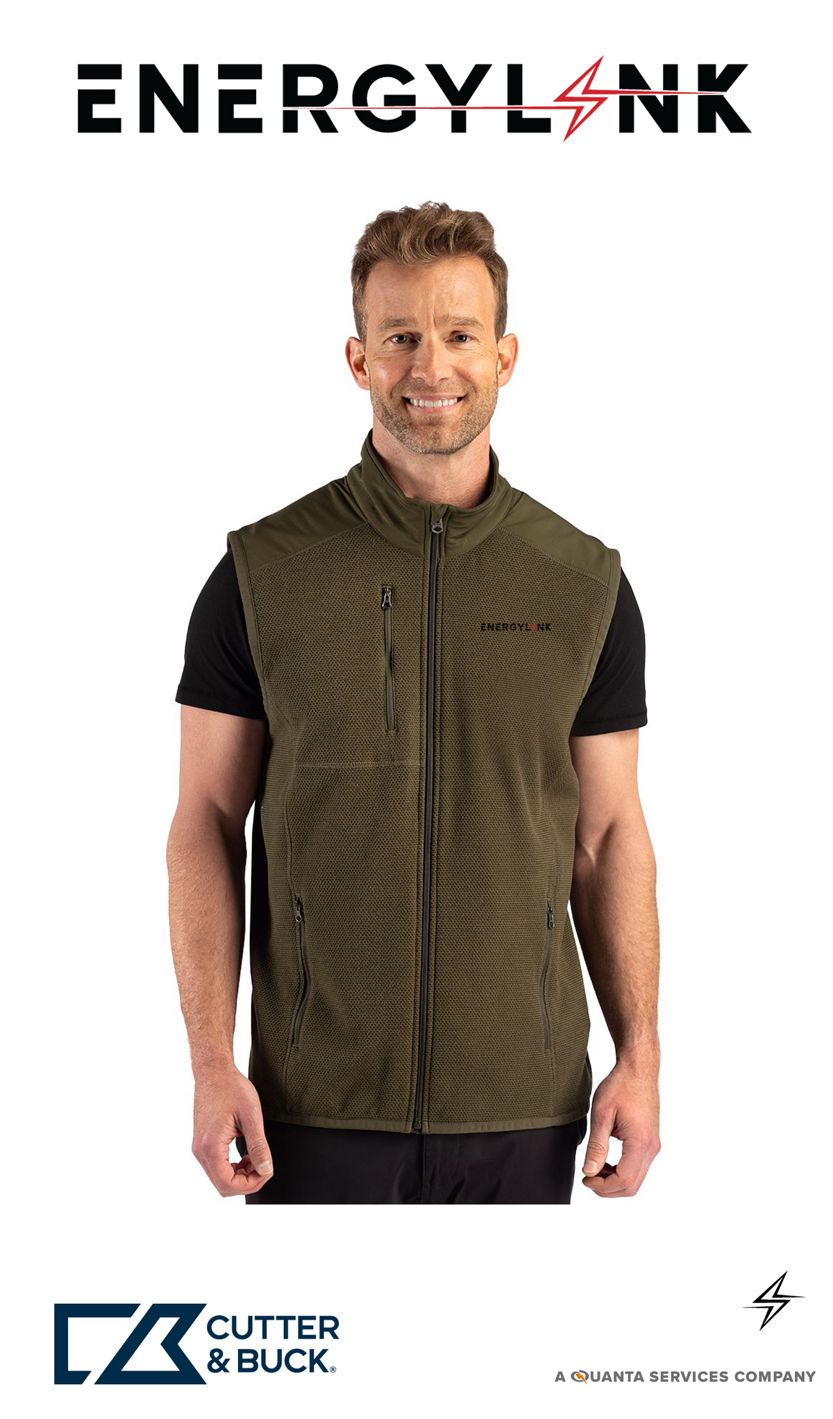 Cutter & Buck Hunts Point Recycled Fleece Mens Hybrid Full Zip Vest - EnergyLink
