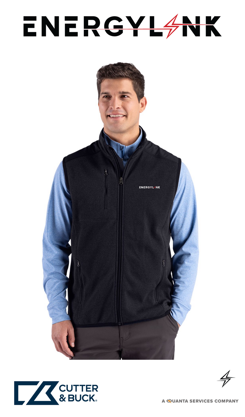 Cutter & Buck Hunts Point Recycled Fleece Mens Hybrid Full Zip Vest - EnergyLink