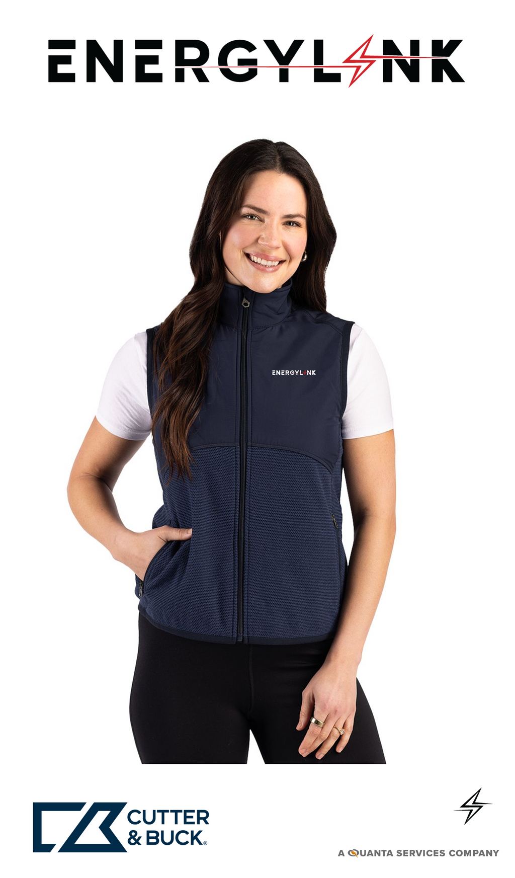 Cutter & Buck Hunts Point Recycled Fleece Womens Hybrid Full Zip Vest - EnergyLink