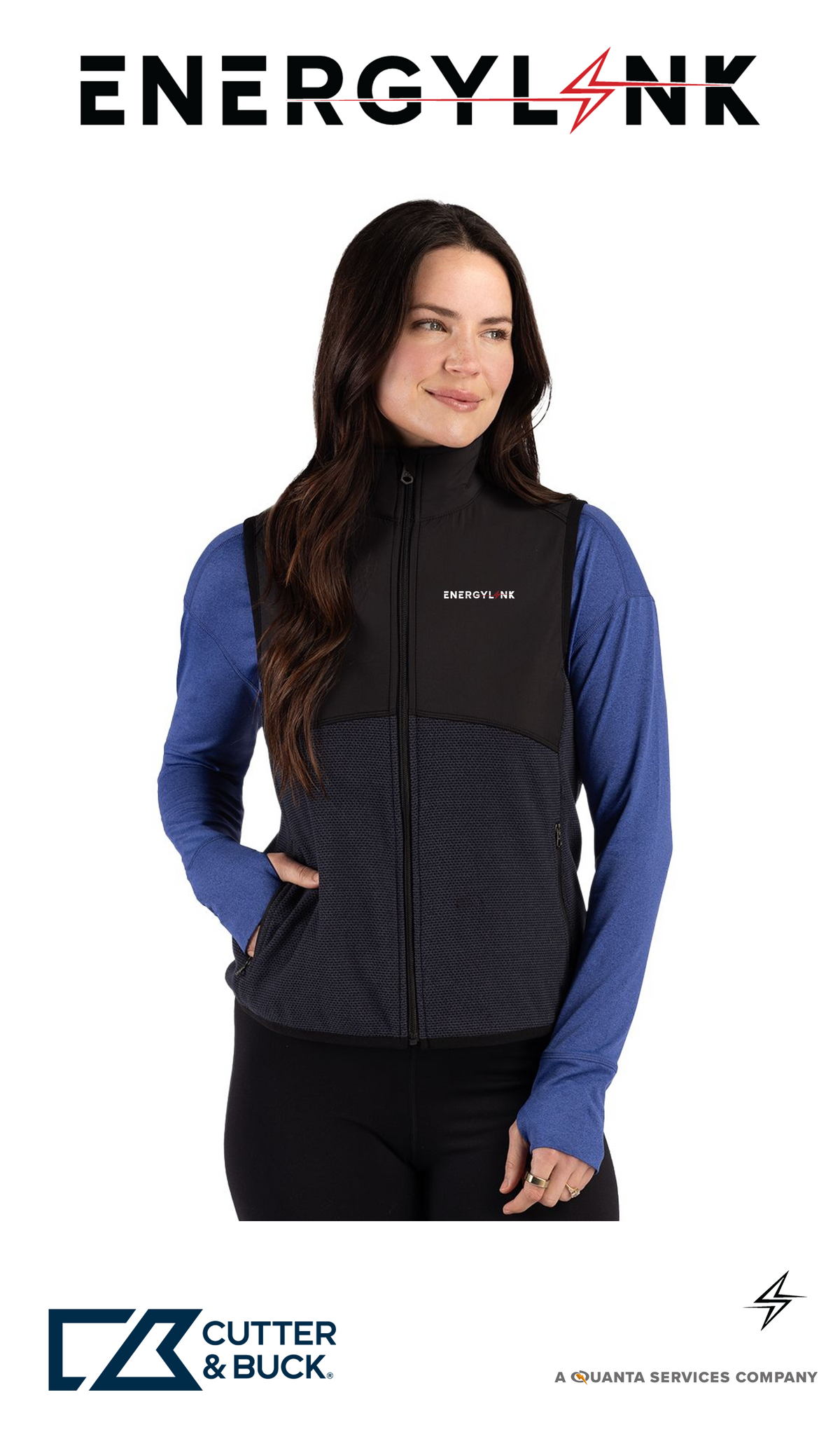 Cutter & Buck Hunts Point Recycled Fleece Womens Hybrid Full Zip Vest - EnergyLink