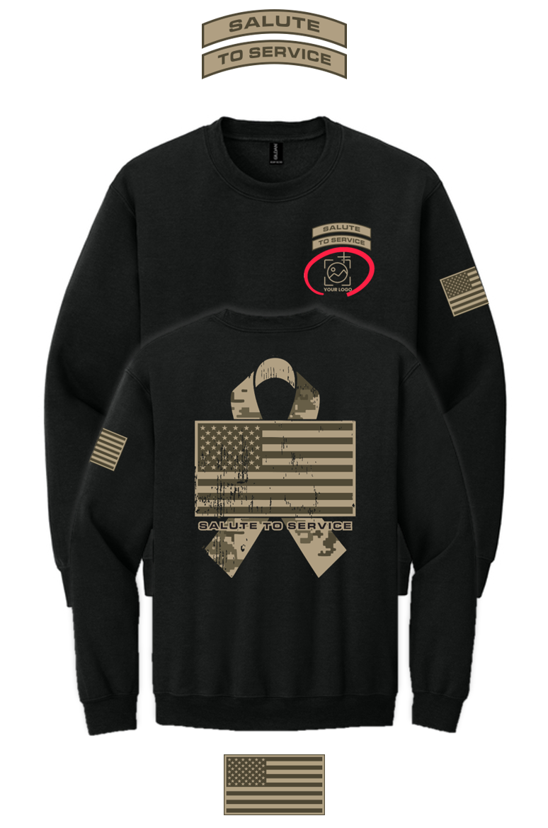 Salute to Service Crewneck Sweatshirt + YOUR LOGO