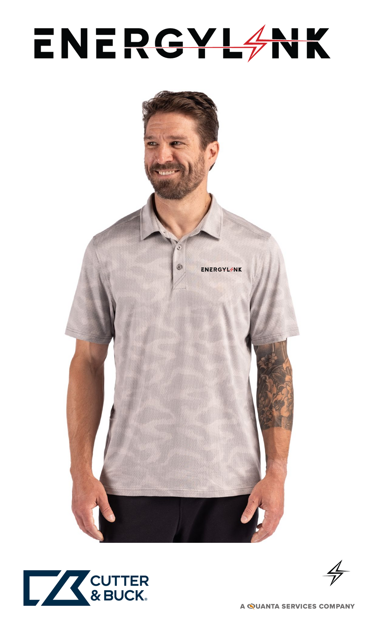 Cutter & Buck Coastline Recycled Double Peached Camo Print Mens Polo - EnergyLink
