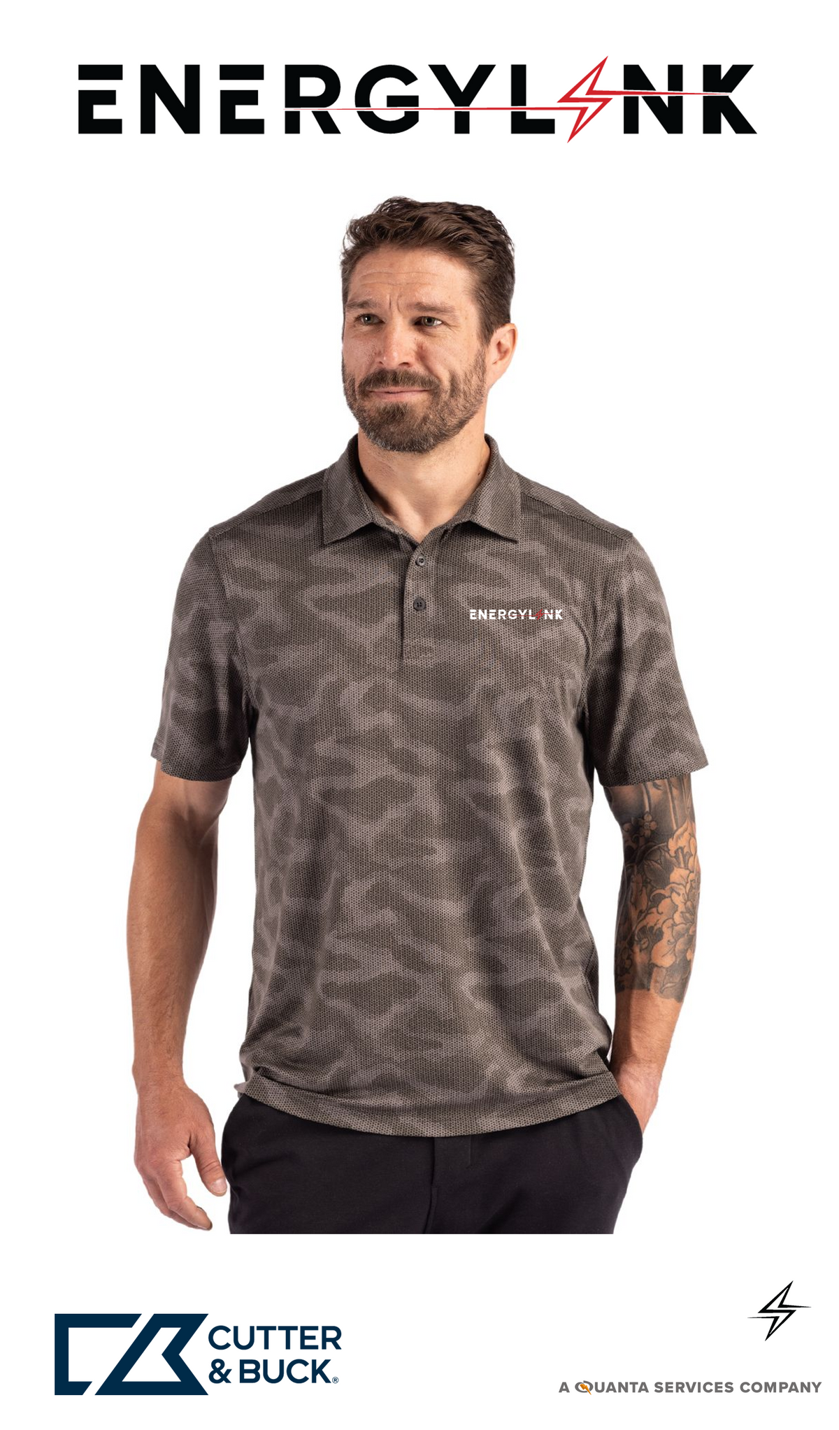 Cutter & Buck Coastline Recycled Double Peached Camo Print Mens Polo - EnergyLink