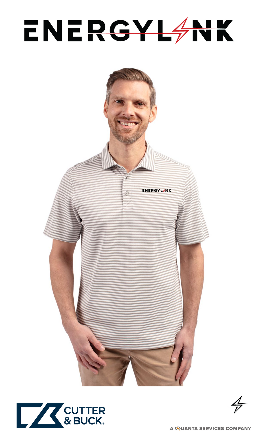 Cutter & Buck Virtue Recycled Stripe Featherlight Pique Mens Polo - EnergyLink