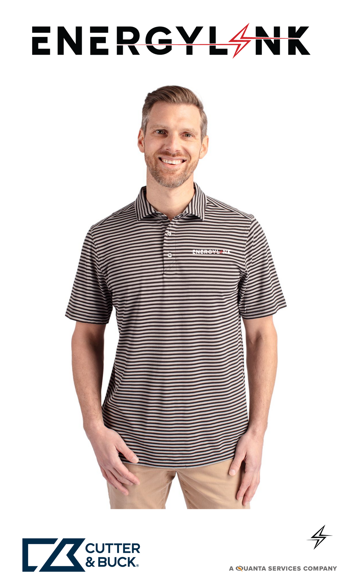 Cutter & Buck Virtue Recycled Stripe Featherlight Pique Mens Polo - EnergyLink