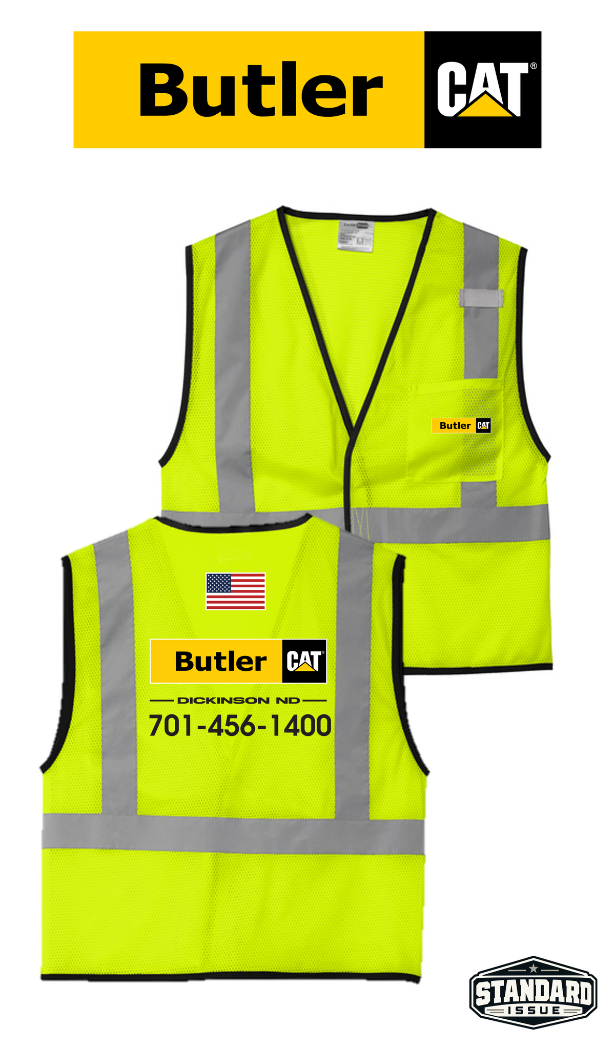 CornerStone® ANSI 107 Class 2 Economy Mesh One-Pocket Vest - Butler CAT