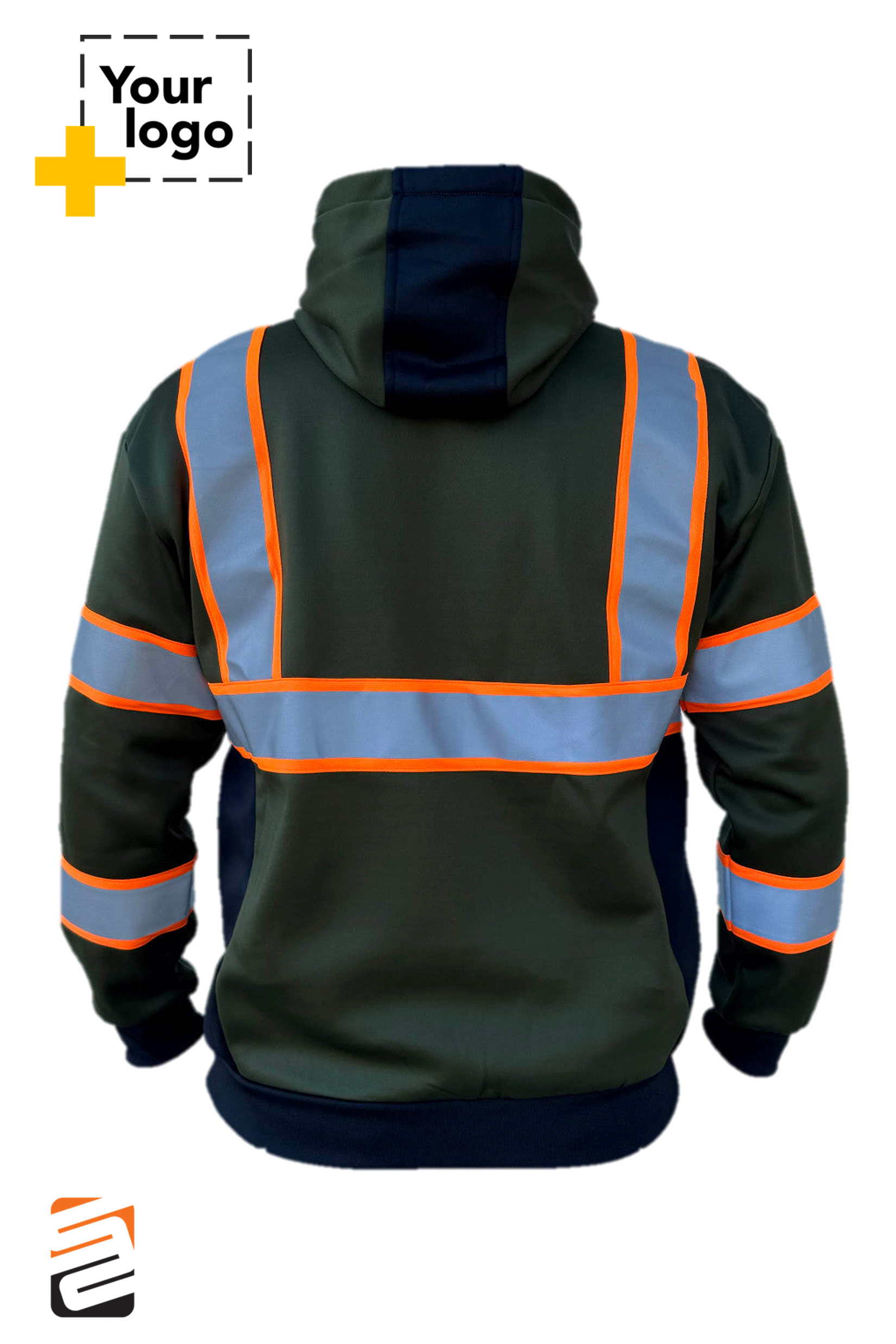 SS360º Basic - Military Green/Neon Orange - Type-O - Reflective Safety Hoodie