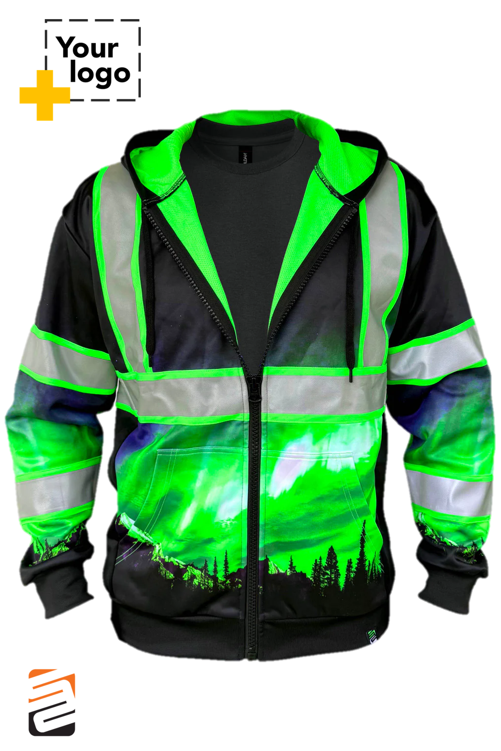 SS360º Northern Lights Zip-Up - Black - Type-O - Reflective Safety Hoodie