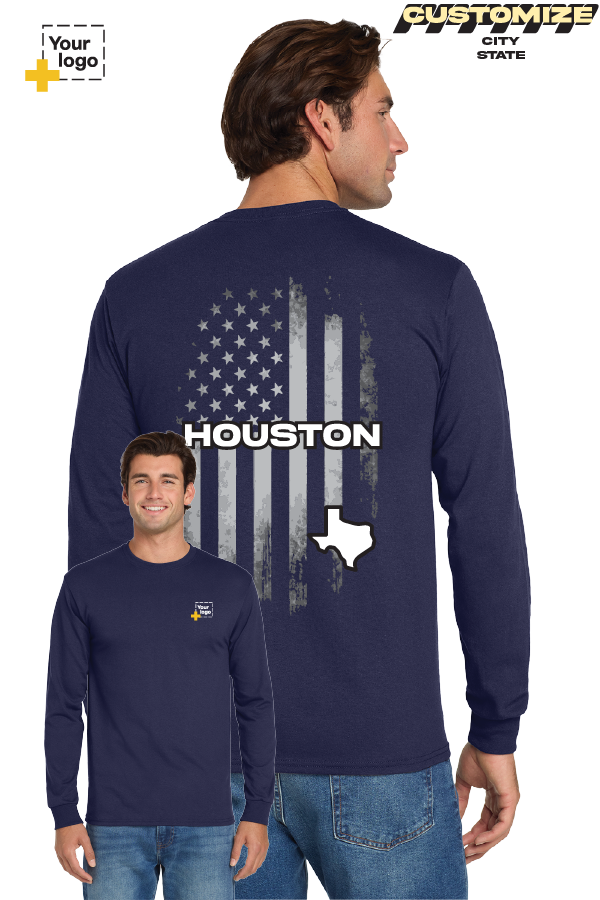 Custom Gildan® DryBlend® 50 Cotton/50 Poly Long Sleeve T-Shirt - FLAG