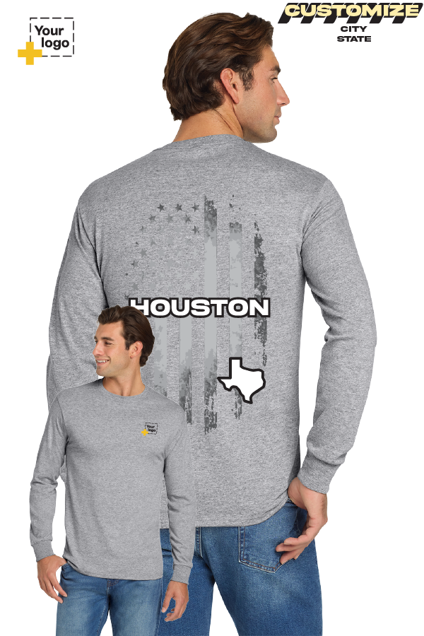 Custom Gildan® DryBlend® 50 Cotton/50 Poly Long Sleeve T-Shirt - FLAG