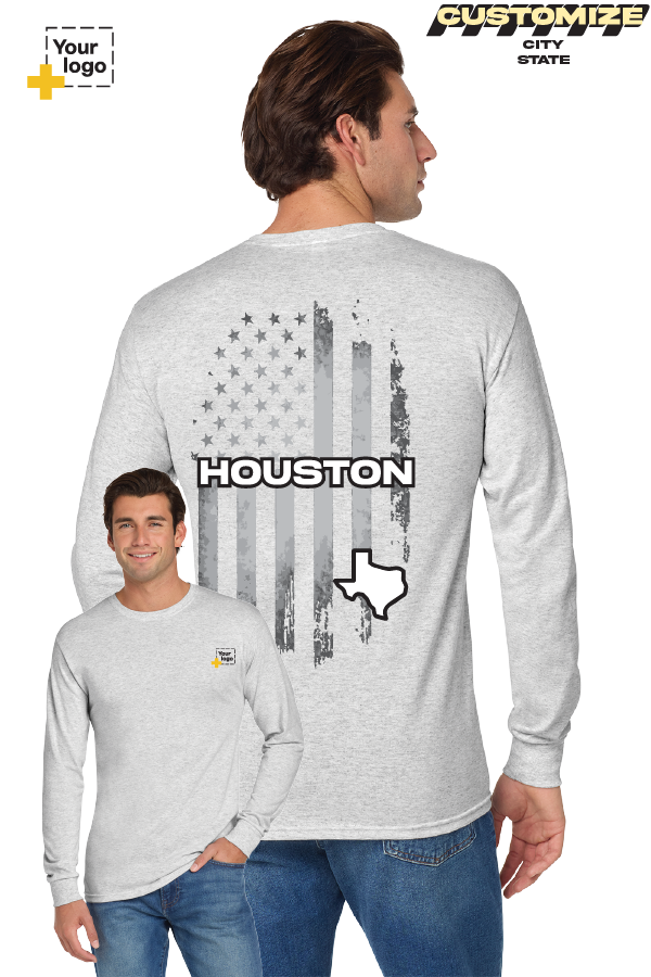Custom Gildan® DryBlend® 50 Cotton/50 Poly Long Sleeve T-Shirt - FLAG