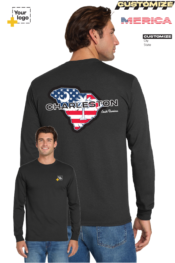 Custom Gildan® DryBlend® 50 Cotton/50 Poly Long Sleeve T-Shirt - Merica State