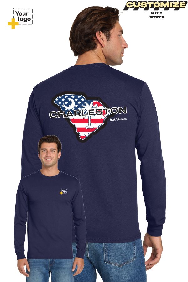 Custom Gildan® DryBlend® 50 Cotton/50 Poly Long Sleeve T-Shirt - Merica State
