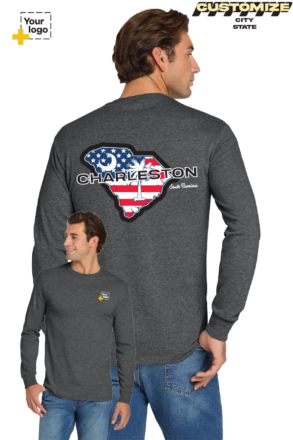 Custom Gildan® DryBlend® 50 Cotton/50 Poly Long Sleeve T-Shirt - Merica State