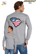Custom Gildan® DryBlend® 50 Cotton/50 Poly Long Sleeve T-Shirt - Merica State