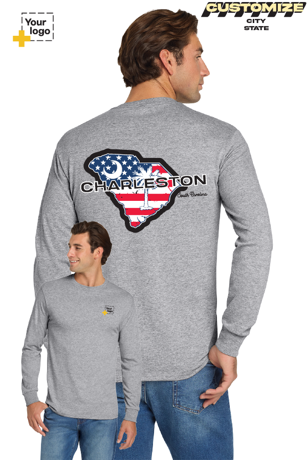 Custom Gildan® DryBlend® 50 Cotton/50 Poly Long Sleeve T-Shirt - Merica State