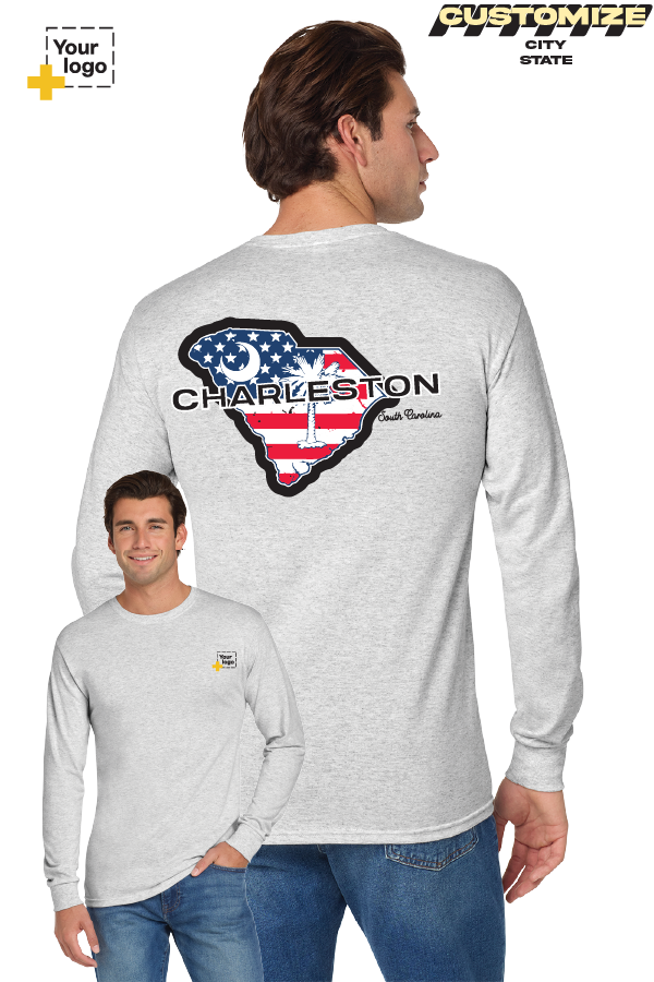 Custom Gildan® DryBlend® 50 Cotton/50 Poly Long Sleeve T-Shirt - Merica State
