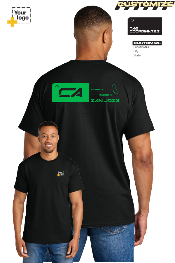 Custom Gildan® DryBlend® 50 Cotton/50 Poly T-Shirt - TAG COORDINATES