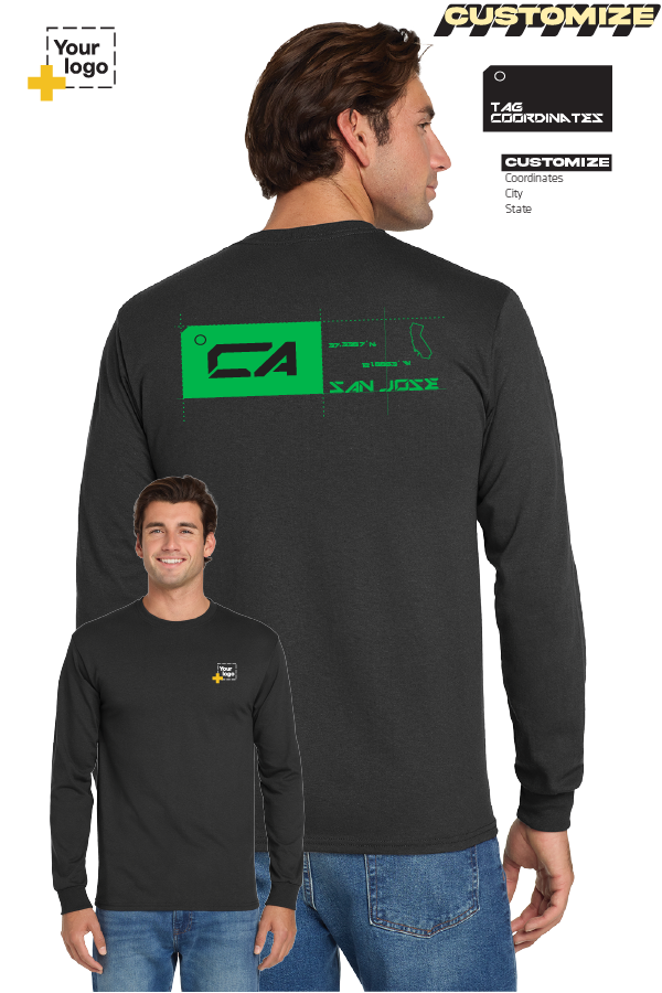 Custom Gildan® DryBlend® 50 Cotton/50 Poly Long Sleeve T-Shirt - TAG COORDINATES